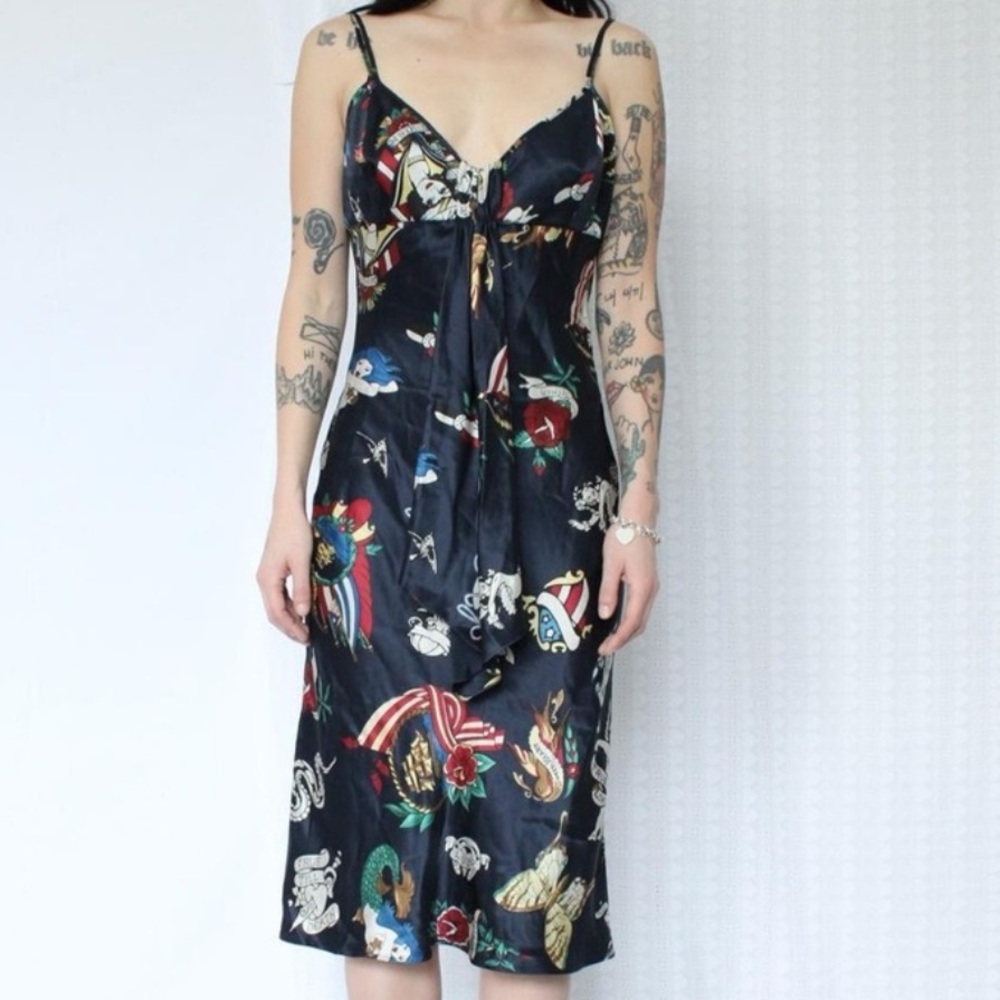Vintage Iceberg Silk Tattoo Dress NWT